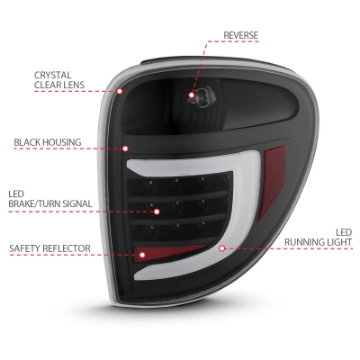 Picture of ANZO 2004-2007 Dodge  Grand Caravan LED Tail Lights w- Light Bar Black Housing Clear Lens