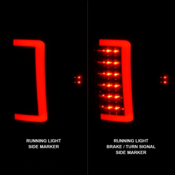 Picture of ANZO 2007-2013 GMC Sierra LED Tail Lights w- Light Bar Black Housing Smoke Lens