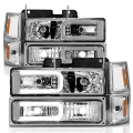 Picture of ANZO 88-98 Chevrolet C1500 Crystal Headlights w-Light Bar Chrome Housing w- Signal Side Markers 8Pcs