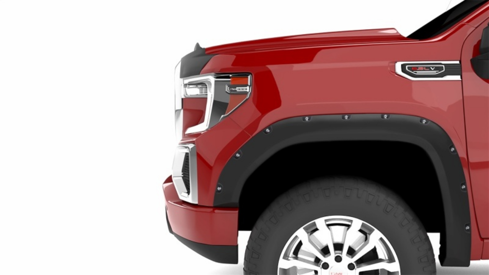 Picture of Lund 19-22 GM Silverado RX-Flat Textured Elite Series Fender Flares w-Black Bolts - Black 2pc Front