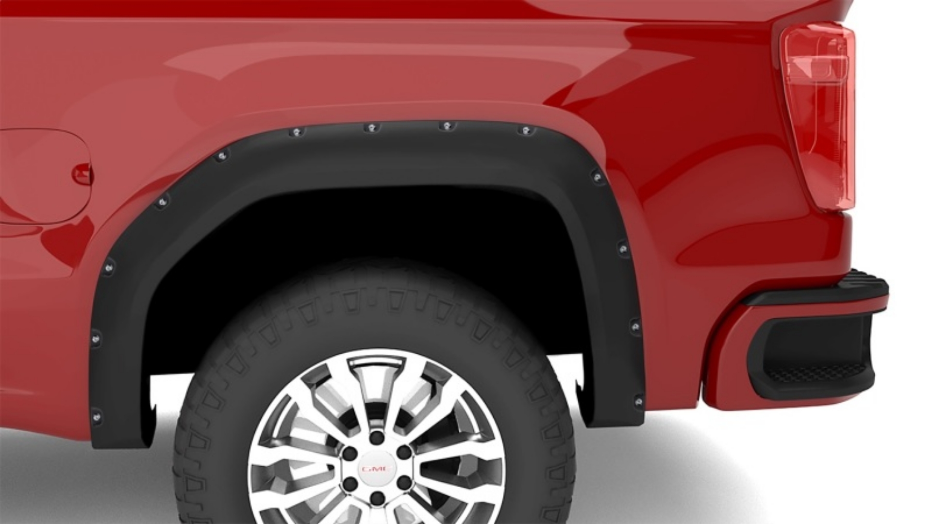 Picture of Lund 19-22 GM Silverado RX-Rive Textured Elite Series Fender Flares w-Black Bolts - Black 2pc Rear