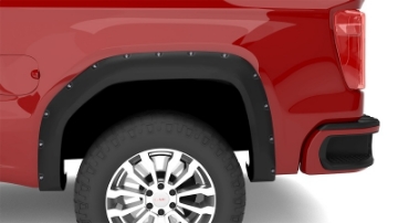 Picture of Lund 19-22 GM Silverado RX-Rivet Smooth Elite Series Fender Flares w-Black Bolts - Black 2pc Rear