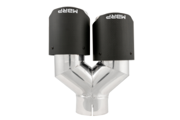 Picture of MBRP 3in ID - Dual 4in OD Out Staggered L 9-37in - R 9-87in Dual Wall Carbon Fiber Univ Exhaust Tip