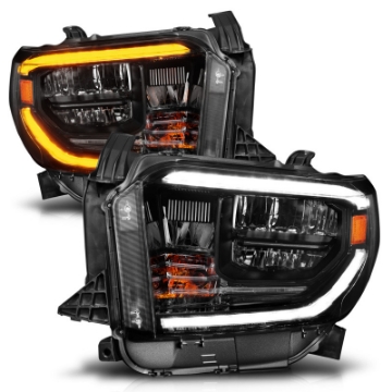 Picture of ANZO 14-21 Toyota Tundra OE Halogen w-LED DRL LED Crystal Headlights w- Switchback & DRL - Blk