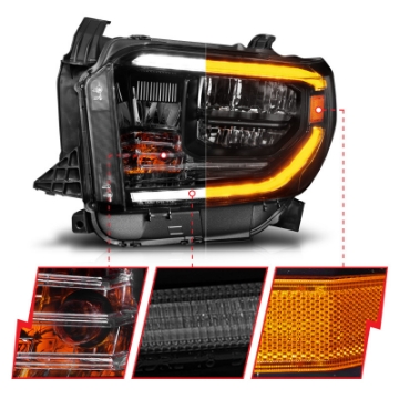 Picture of ANZO 14-21 Toyota Tundra OE Halogen w-LED DRL LED Crystal Headlights w- Switchback & DRL - Blk