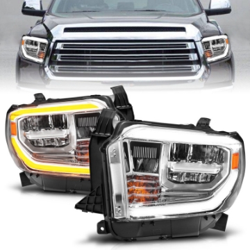 Picture of ANZO 2014-2021 Toyota Tundra LED Crystal Headlights w- Switchback Chrome Housing w- DRL