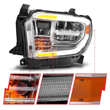 Picture of ANZO 2014-2021 Toyota Tundra LED Crystal Headlights w- Switchback Chrome Housing w- DRL