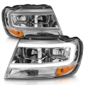 Picture of ANZO 1999-2004 Jeep Grand Cherokee Crystal Headlights w- Light Bar Chrome Housing