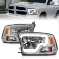 Picture of ANZO 2009-2020 Dodge Ram 1500 Full LED Square Projector Headlights w- Chrome Housing Chrome Amber