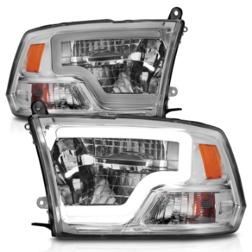 Picture of ANZO 2009-2020 Dodge Ram 1500 Full LED Square Projector Headlights w- Chrome Housing Chrome Amber
