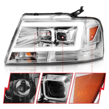 Picture of ANZO 2004-2008 Ford  F-150 Projector Headlights w- Light Bar Chrome Housing