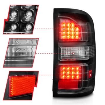 Picture of ANZO 2014-2018 GMC Sierra LED Tail Lights Black Housing Clear Lens