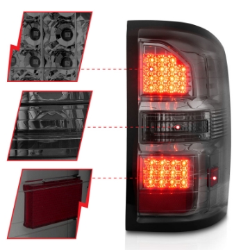 Picture of ANZO 2014-2018 GMC Sierra LED Tail Lights Black Housing Smoke Lens