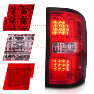 Picture of ANZO 2014-2018 GMC Sierra LED Tail Lights Black Housing Red-Clear Lens