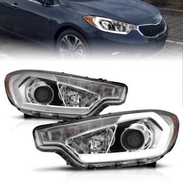 Picture of ANZO 2014-2016 Kia Forte Projector Headlights w- Light Bar Chrome Housing