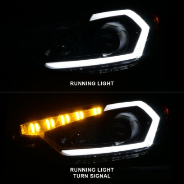 Picture of ANZO 2014-2016 Kia Forte Projector Headlights w- Light Bar Black Housing w- DRL