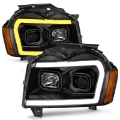 Picture of ANZO 2005-2007 Jeep Grand Cherokee Projector Headlights w- Light Bar Switchback Black Housing