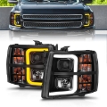 Picture of ANZO 2007-2013 Chevrolet Silverado 1500 Projector w- Light Bar Black Housing w- Sequential
