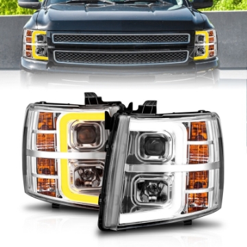 Picture of ANZO 2007-2013 Chevrolet Silverado 1500 Projector w- Light Bar Chrome Housing w- Sequential