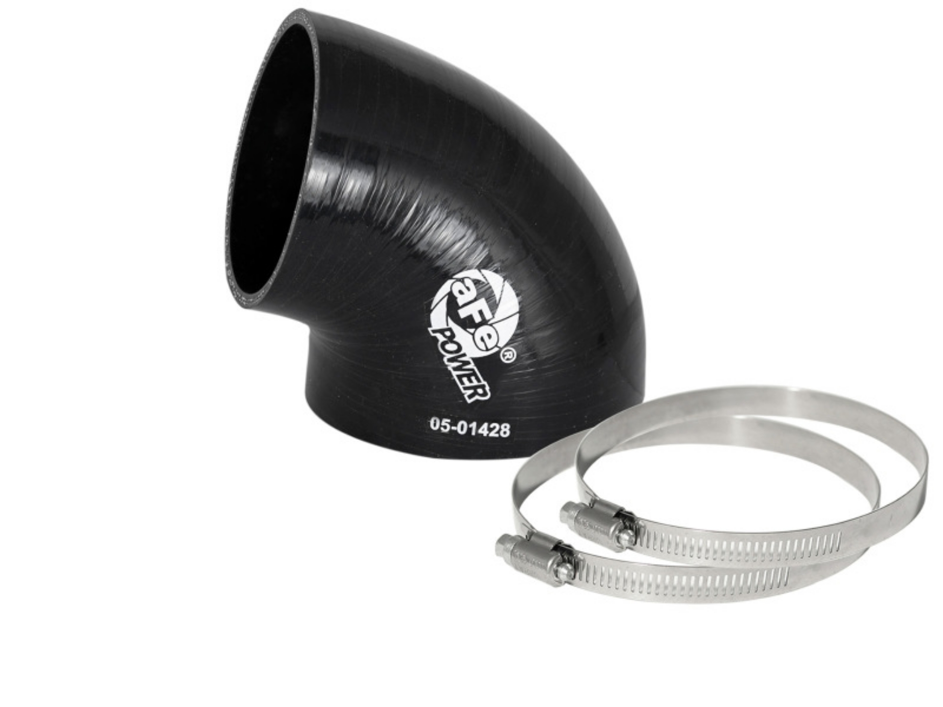 Picture of aFe Magnum FORCE CAI Univ- Silicone 3-5in to 3in ID - 75 Deg- Elbow Reducing Coupler - Black