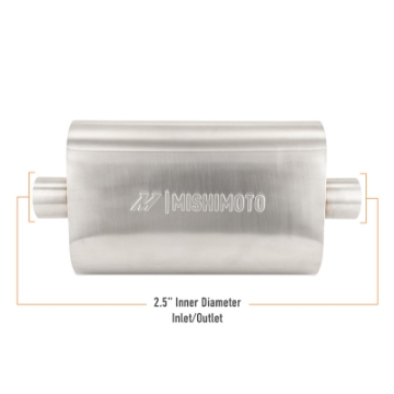 Picture of Mishimoto Universal Muffler with 2-5in Center Inlet-Outlet - Brushed