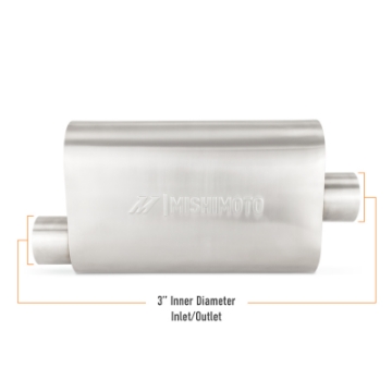 Picture of Mishimoto Universal Muffler with 3-0in Offset Inlet-Outlet - Brushed