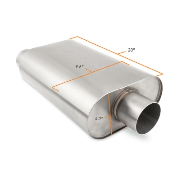 Picture of Mishimoto Universal Muffler with 3-0in Offset Inlet-Outlet - Brushed