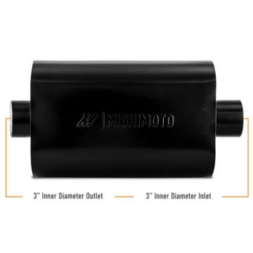Picture of Mishimoto Muffler with 3in Center Inlet-Outlet - Angled Tip - Black