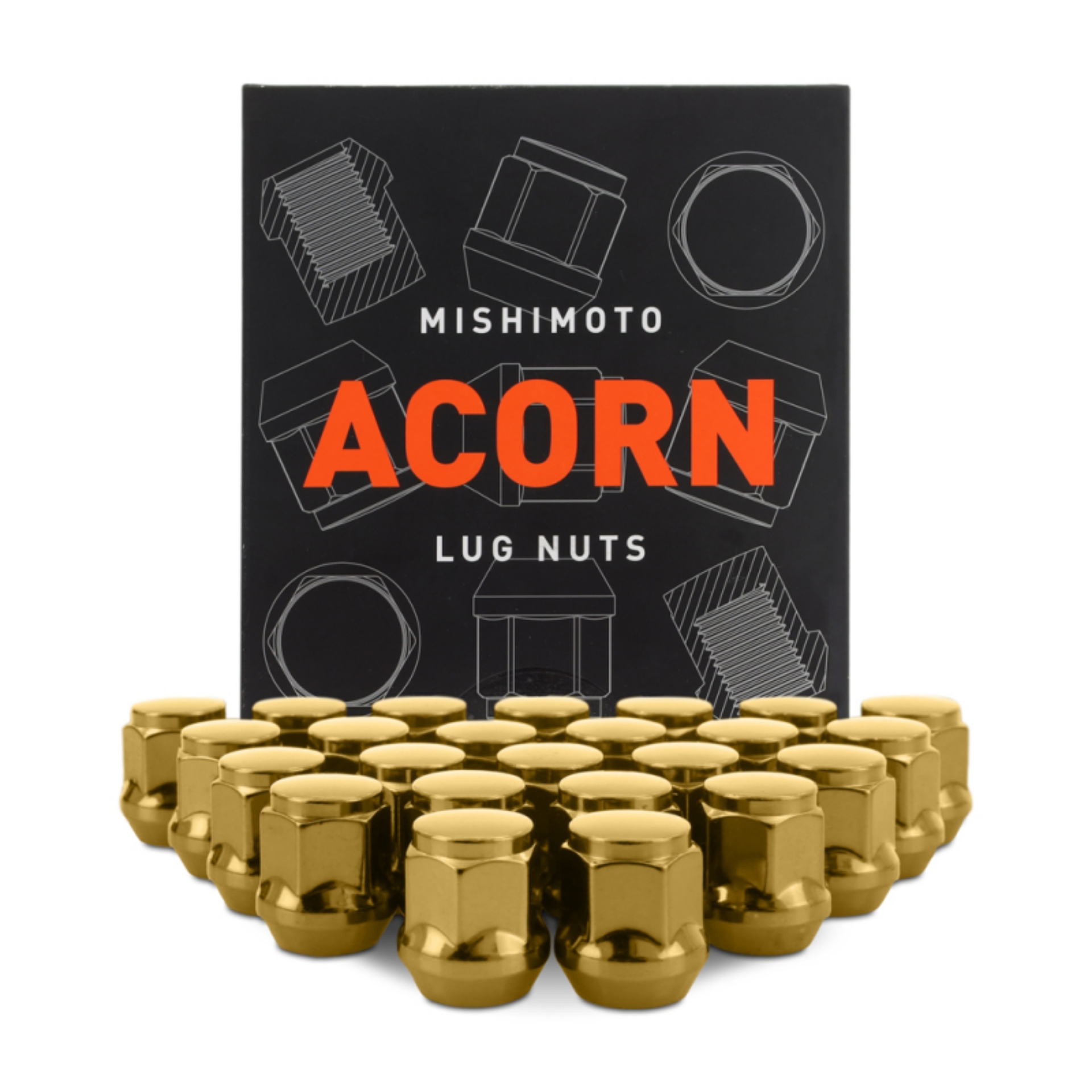 Picture of Mishimoto Steel Acorn Lug Nuts M12 x 1-5 - 24pc Set - Gold