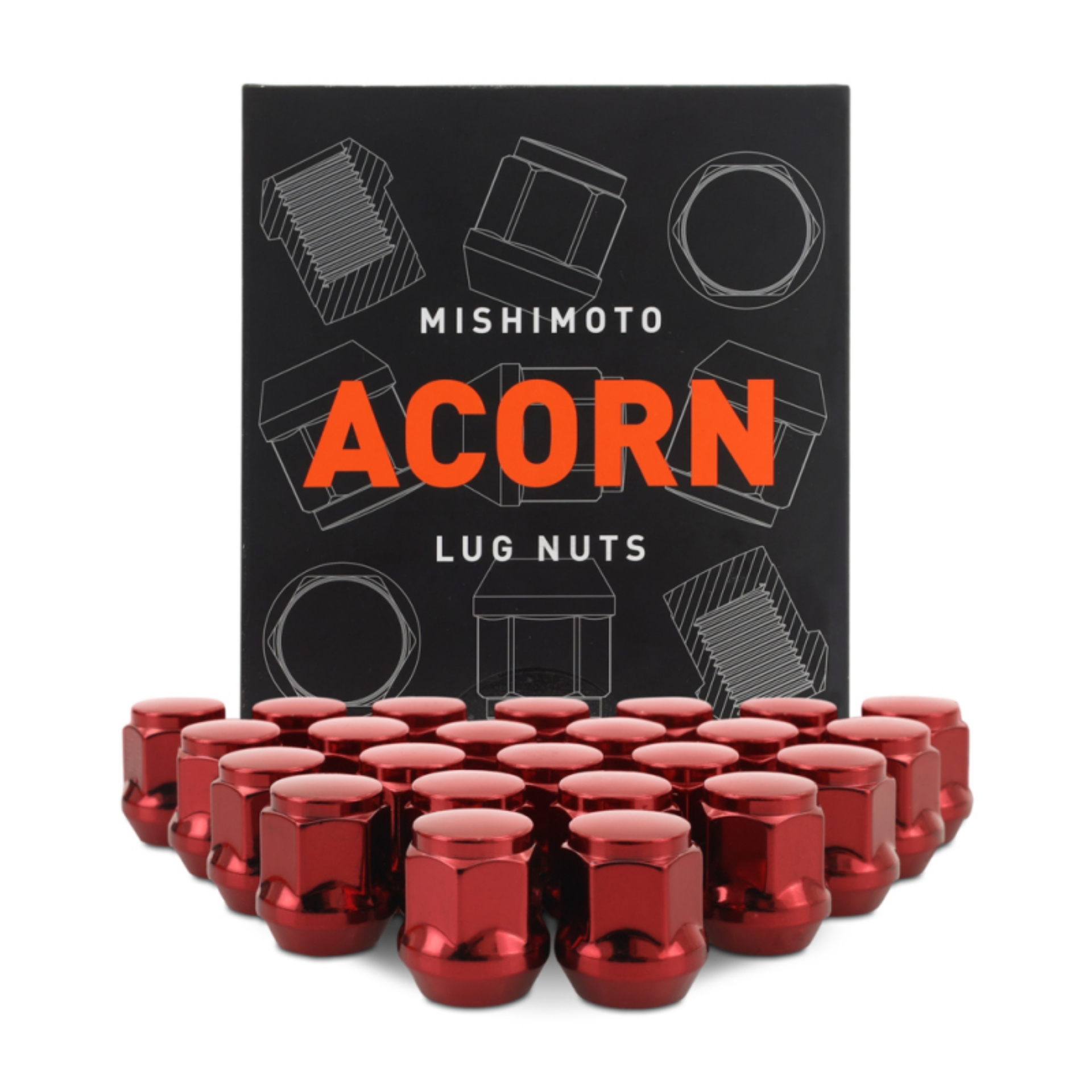 Picture of Mishimoto Steel Acorn Lug Nuts M12 x 1-5 - 24pc Set - Red