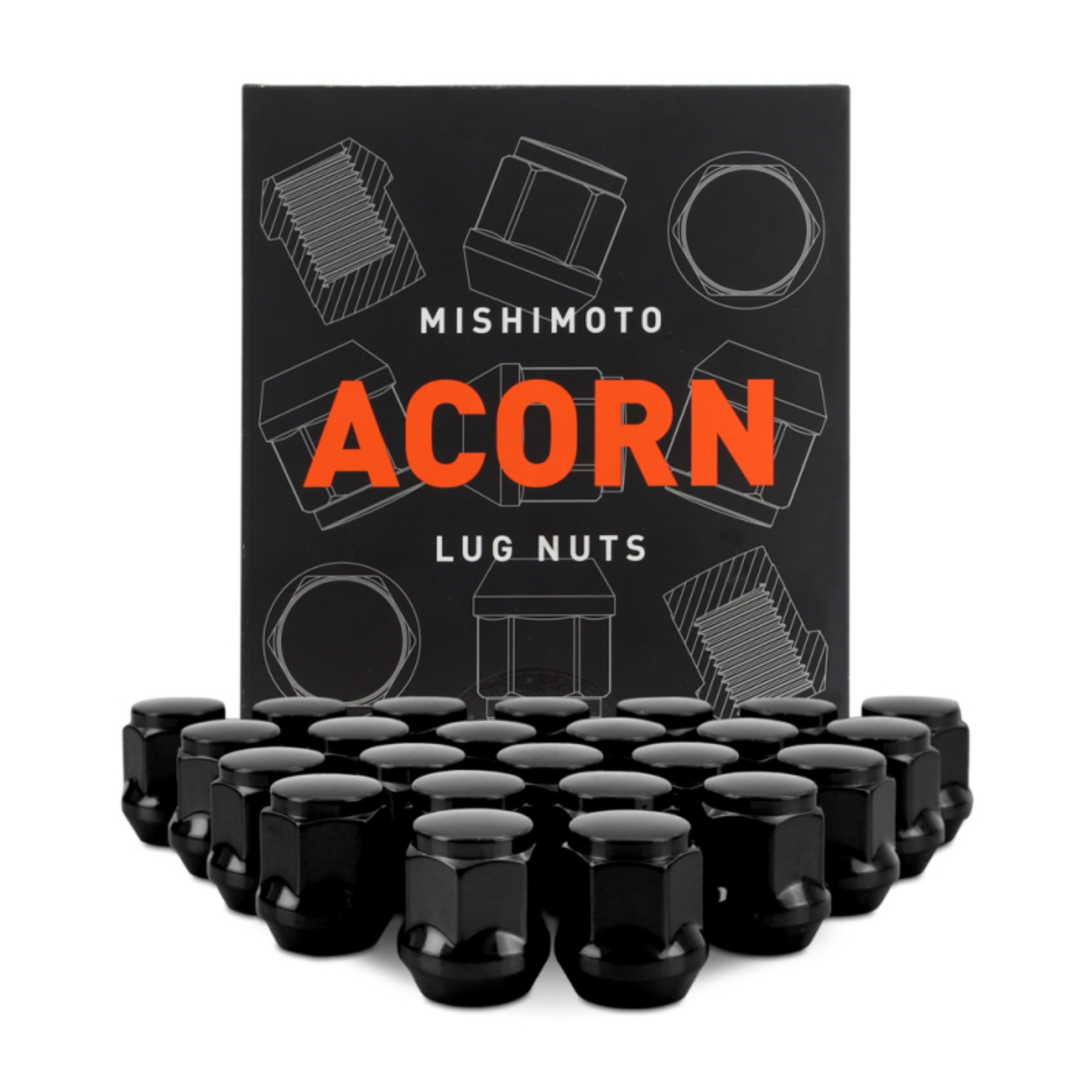 Picture of Mishimoto Steel Acorn Lug Nuts M14 x 1-5 - 24pc Set - Black