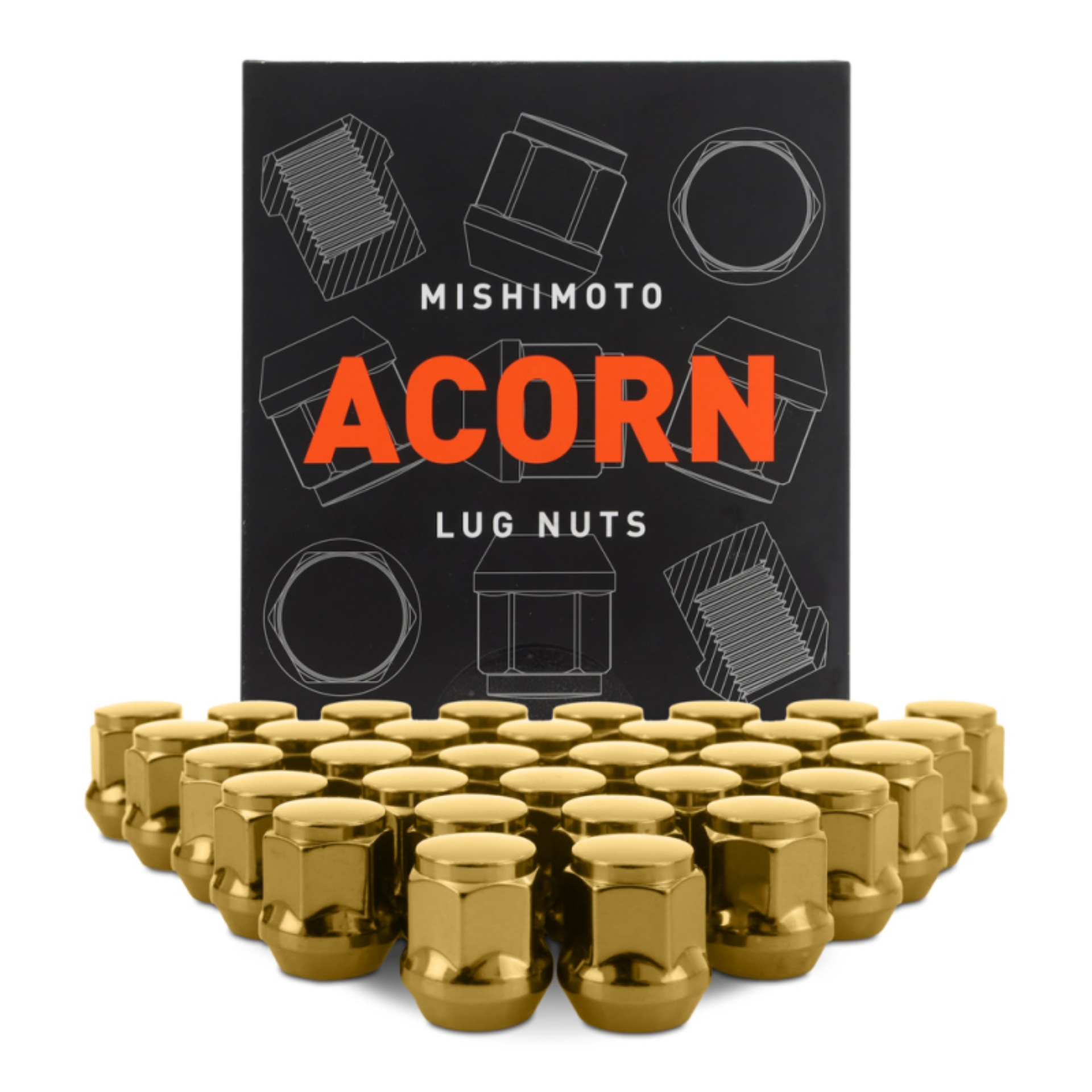 Picture of Mishimoto Steel Acorn Lug Nuts M14 x 1-5 - 32pc Set - Gold