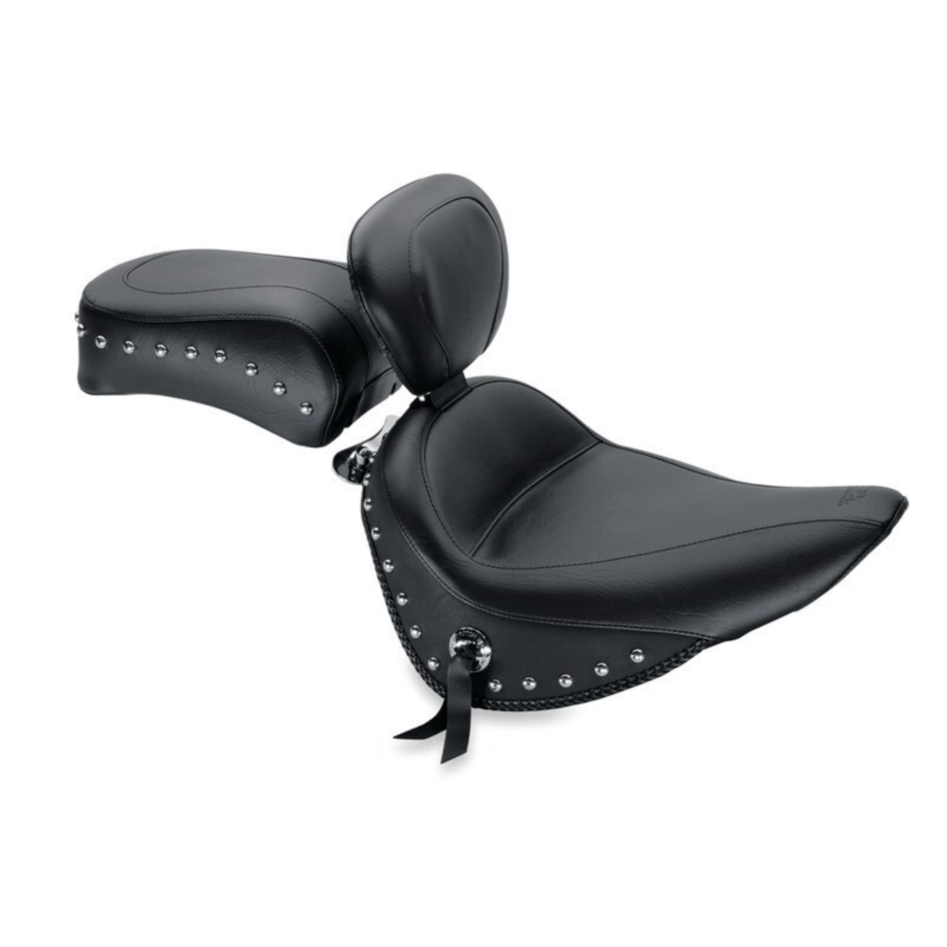 Picture of Mustang 00-15 Harley Softail Standard Rear Tire Standard Touring Solo Seat w-Driver Backrest - Black