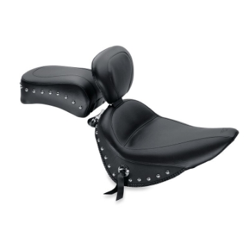 Picture of Mustang 00-15 Harley Softail Standard Rear Tire Standard Touring Solo Seat w-Driver Backrest - Black
