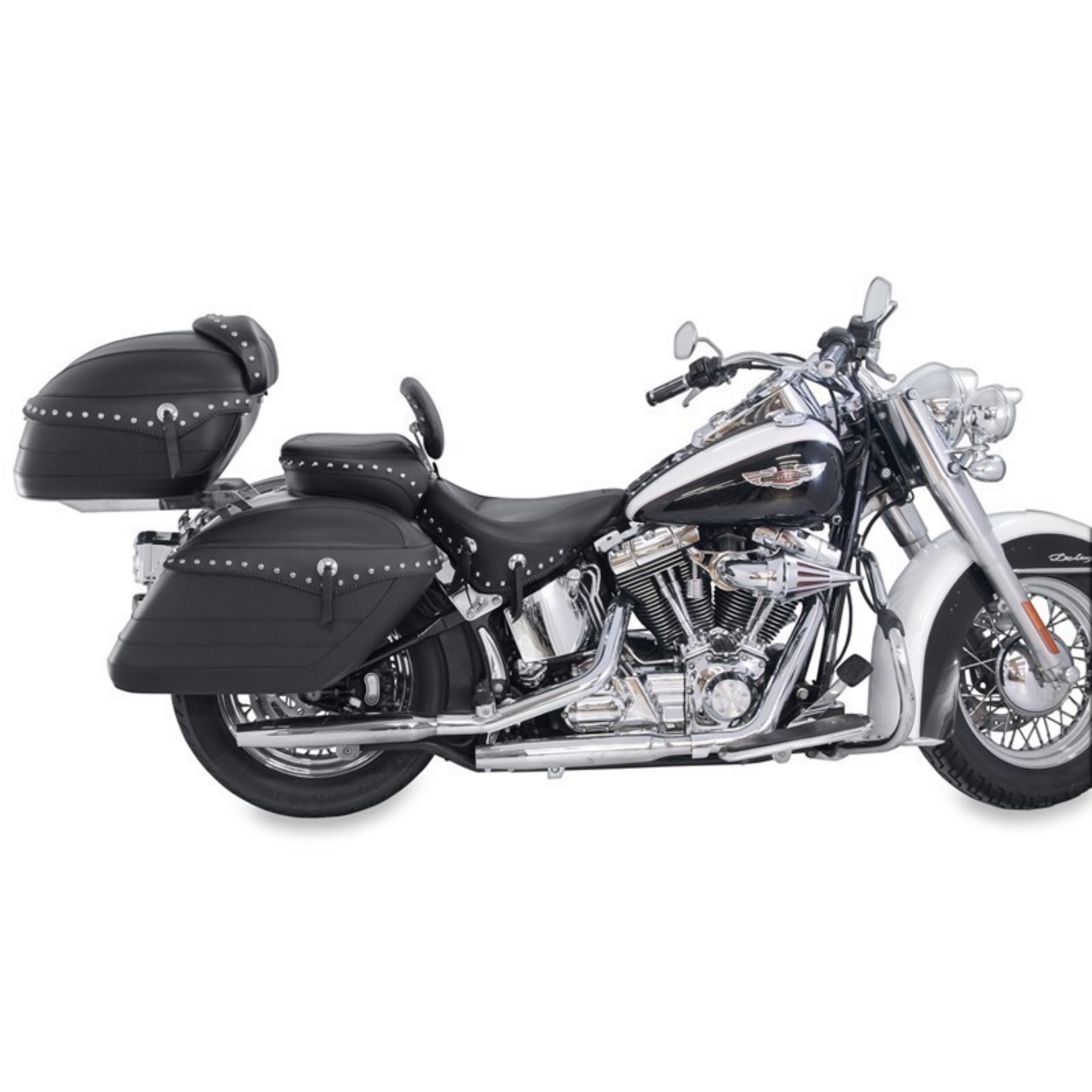 Picture of Mustang 06-17 Harley Softail Wide Tire 200mm Wide Touring Recessed Passenger Seat w-Studs - Black