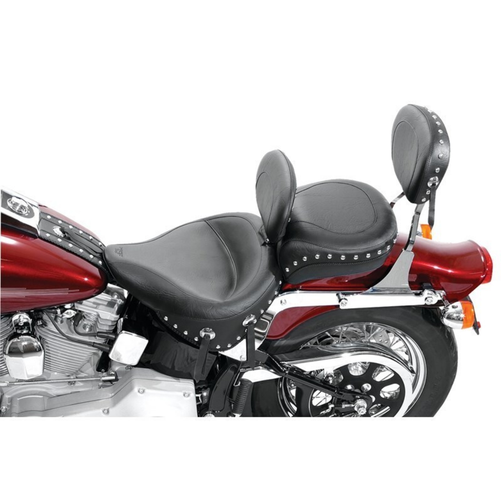 Picture of Mustang Harley Low Medallion Sissy Bar Pad 12 inch x 9 inch w-Studs - Black