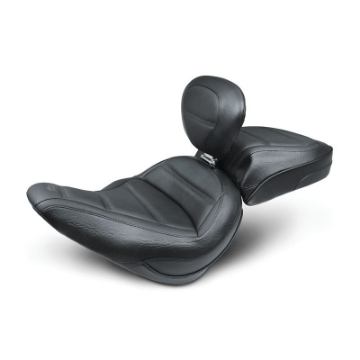 Picture of Mustang 18-21 Harley Softail Slim Standard Touring Solo Seat w-Driver Backrest - Black
