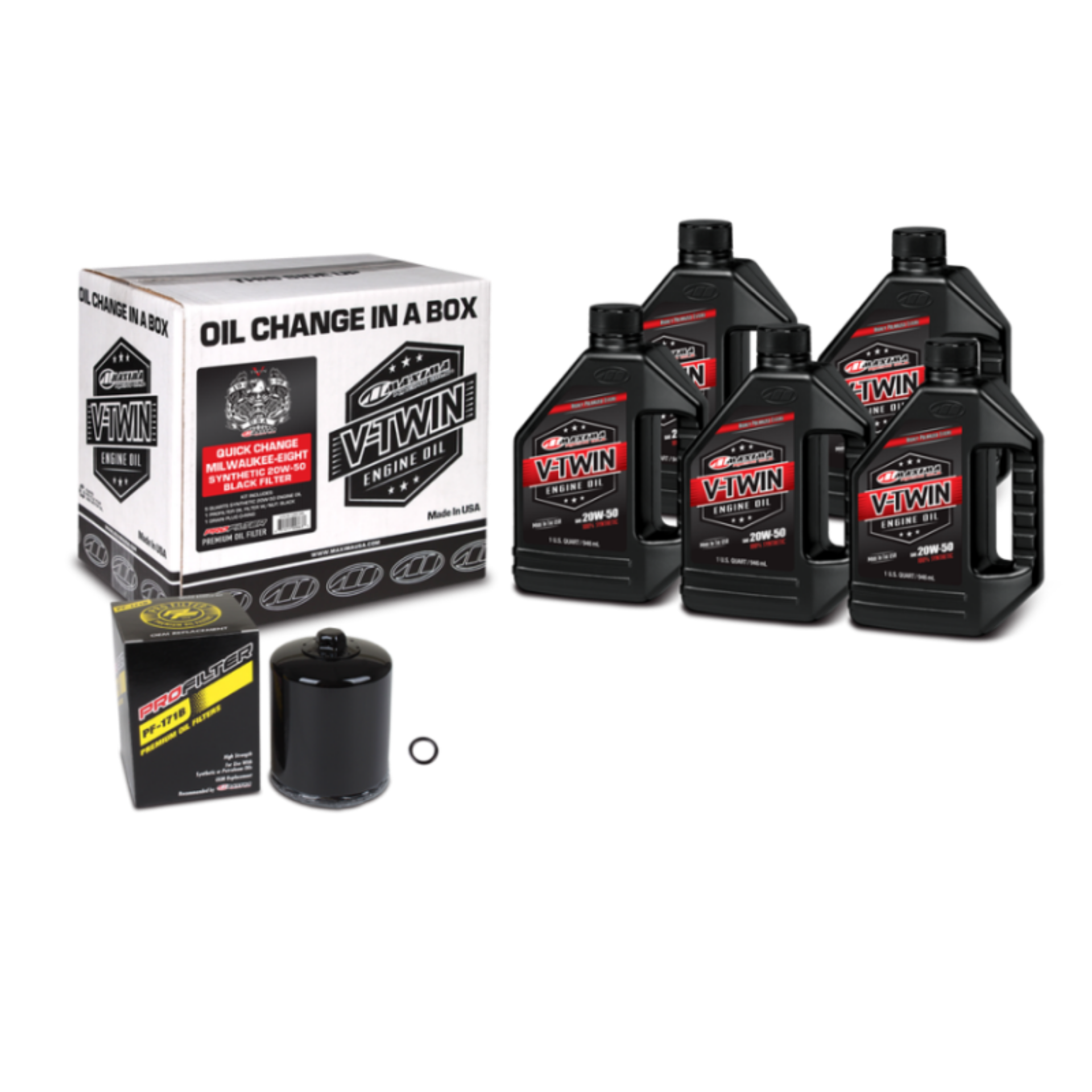 Picture of Maxima V-Twin Quick Change Kit Synthetic w-Black Filter Milwaukee-Eight