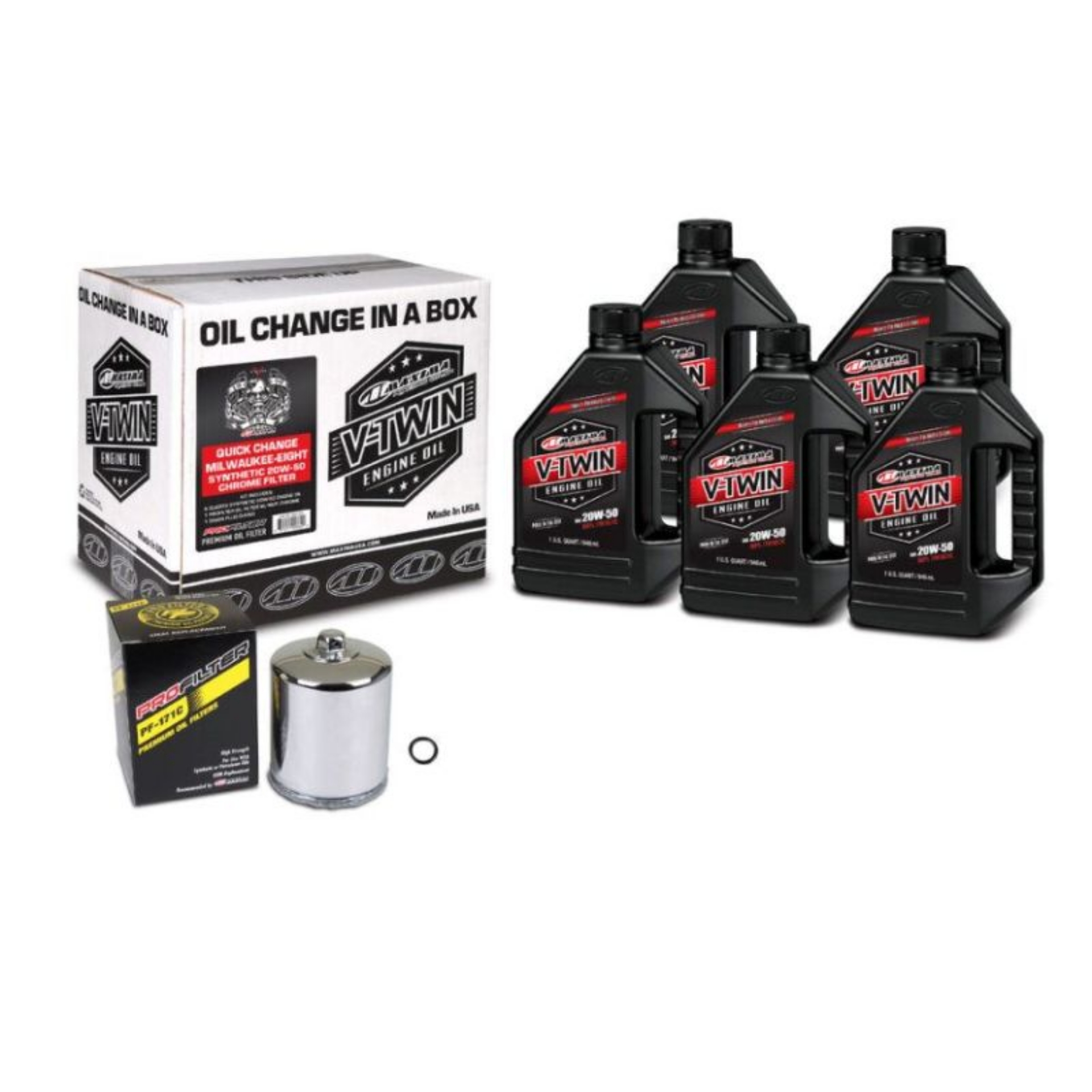 Picture of Maxima V-Twin Quick Change Kit Synthetic w-Chrome Filter Milwaukee-Eight