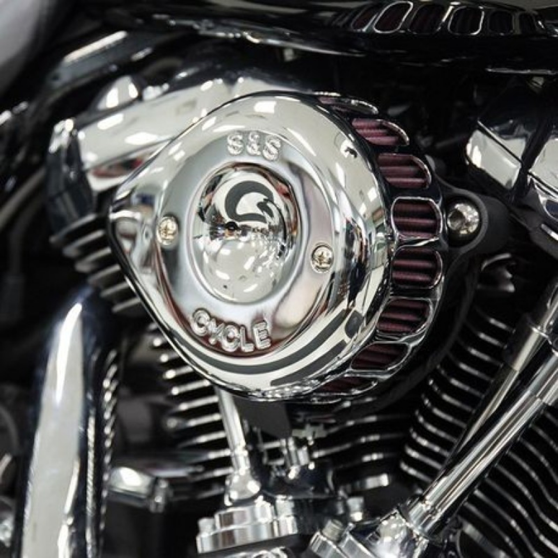 Picture of S&S Cycle 2017+ M8 Models Stealth Air Cleaner Kit w- Chrome Mini Teardrop Cover