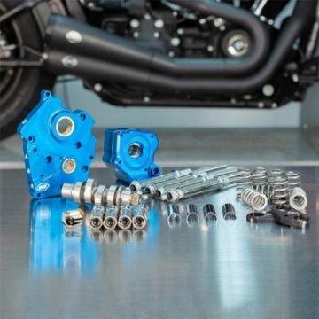 Picture of S&S Cycle 2017+ Water Cooled M8 Models Chain Drive 550C Cam Chest Kit w- Chrome Pushrod Tubes