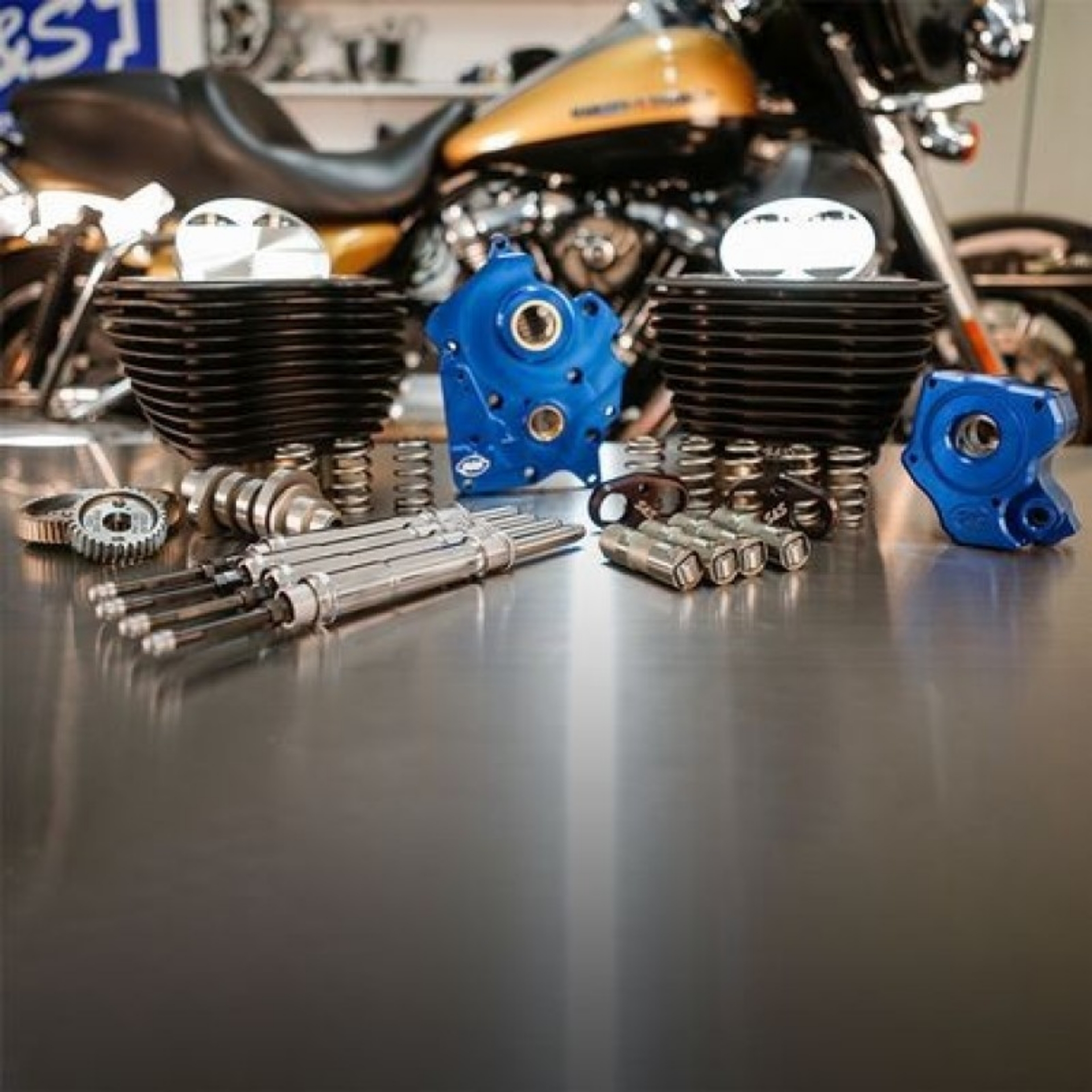 Picture of S&S Cycle 2017 M8 Models 128in CI Oil Cooled w- Chrome Pushrod Tubes & Highlighted Fins