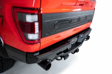 Picture of Addictive Desert Designs 2022+ Ford Raptor Stealth Fighter R Bumper w- 2 Cube Lights - Hammer Black