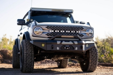 Picture of DV8 Offroad 2021+ Ford Bronco Front Bumper Winch Capable w- Optional Bull Bar-Aux Light Opening