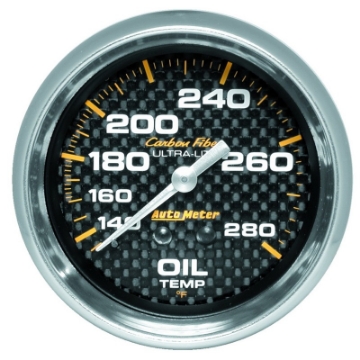 Picture of Autometer Carbon Fiber 2-5-8in 140-280 Deg F Mechanical Oil Temp Gauge