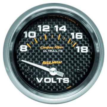 Picture of Autometer Carbon Fiber 2-5-8in 18V Electric Voltmeter Gauge