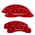 Picture of MGP 4 Caliper Covers Engraved Front & Rear Denali Red finish Silver Engraved