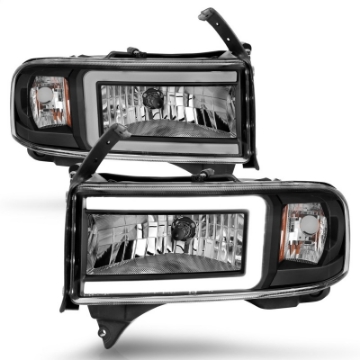 Picture of ANZO 94-02 Dodge RAM Crystal Headlight - w- Light Bar Black Housing