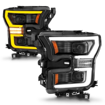 Picture of ANZO 15-17 Ford F-150 LED Projector Headlights - w- Light Bar Switchback Black Housing