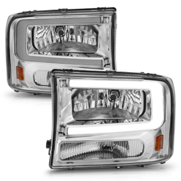 Picture of ANZO 99-04 Ford F250-F350-F450-Excursion excl- 99 Crystal Headlights - w- Light Bar Chrome Housing
